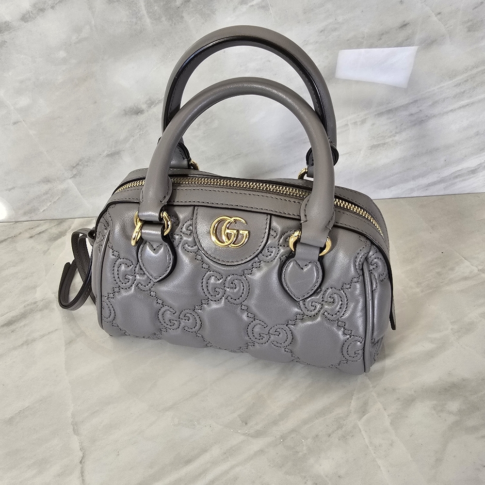 Gucci Gray Quilted Leather Handbag